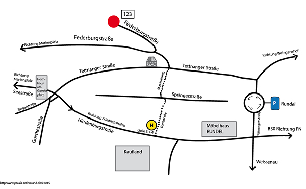 Skizze Anfahrt zur Praxis